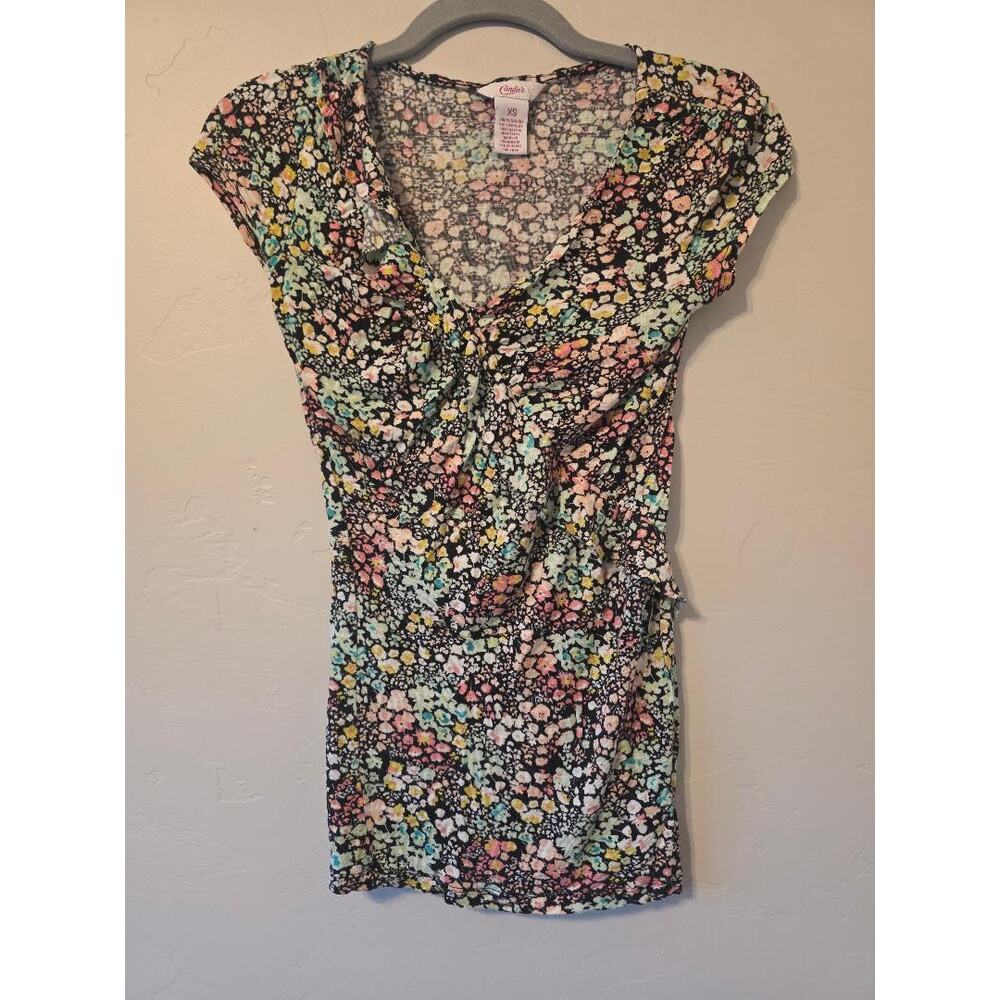 Y2K Candie’s Floral Ruffle Cap Sleeve Top XS